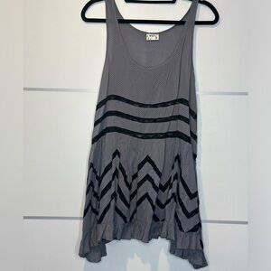 Free People Black and Gray Flow Tank Top